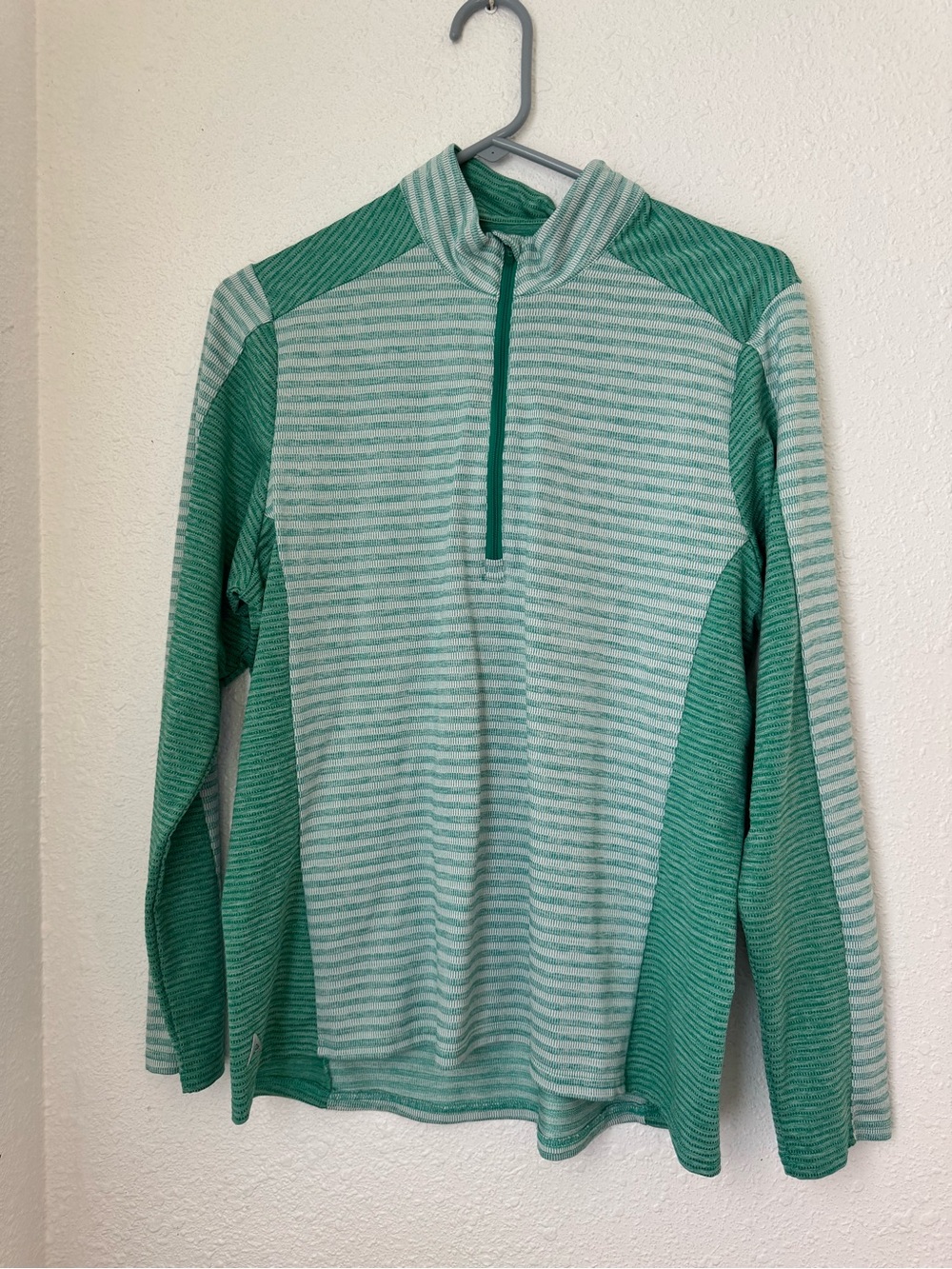 Antigua women’s Green Striped Quarter-Zip golf Pullover